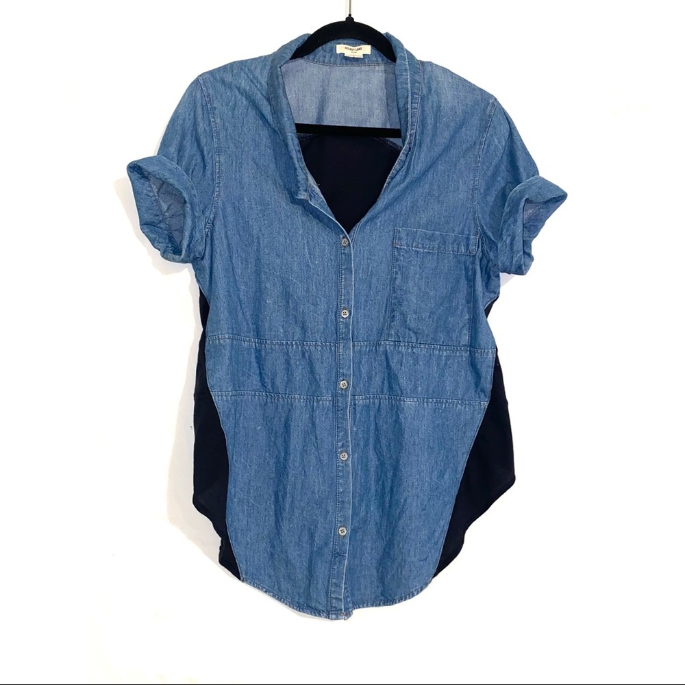 Helmut Lang Chambray Low High Button Down Shirt L - image 1